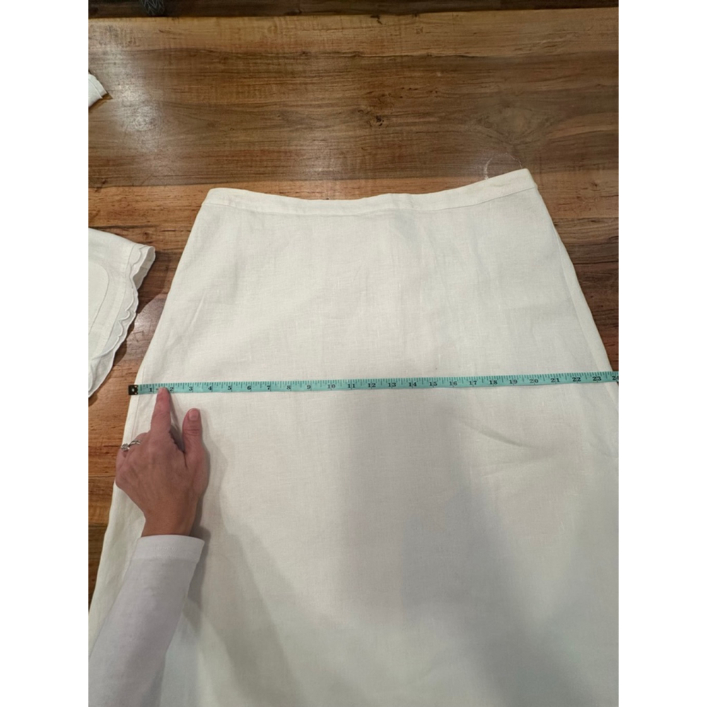 Kim Rogers Petite Linen Skirt Set White Ruffle Blazer Midi Skirt PL - Picture 11 of 16